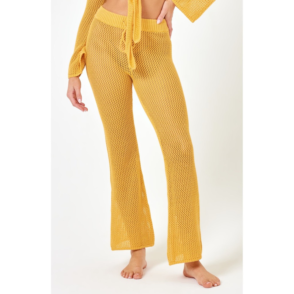 NWT L Space Los Cabos Sunshine Yellow Knit Swim Coverup Pants (MSRP: $165) XL